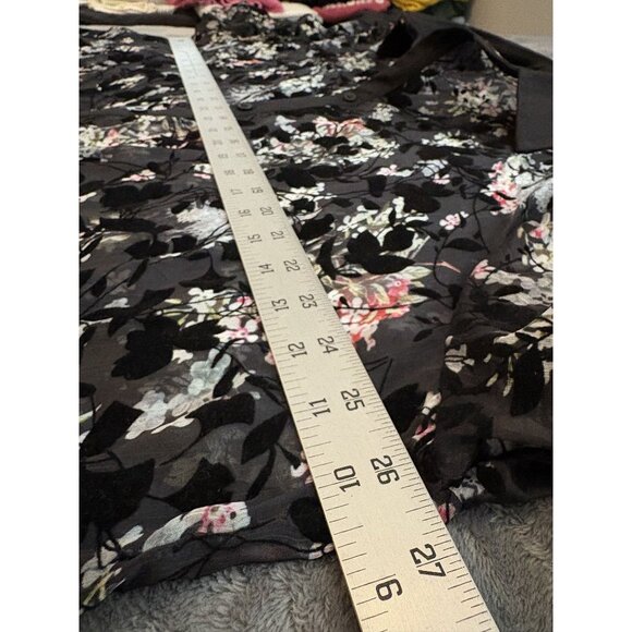 Jogal Men's Sheer Velvet Burnout Floral Shirt XXL Black Going Out Top Whimsigoth - Picture 7 of 8